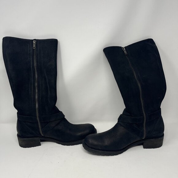 L.L. Bean Deerfield Rustic women's boots 7.5 tall leather riding black buckle - Picture 5 of 14
